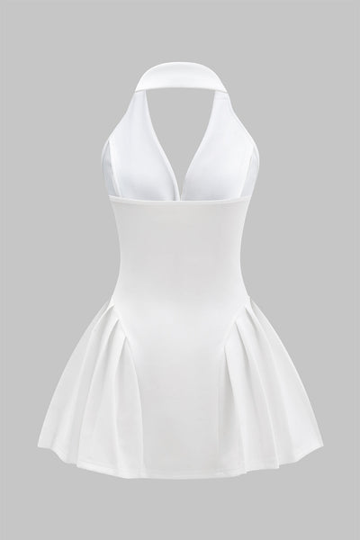 Vandoria Halter Pleated Mini Dress