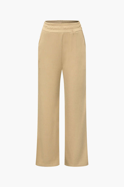 Draped Asymmetric Blouse &amp; Palazzo Trouser Set
