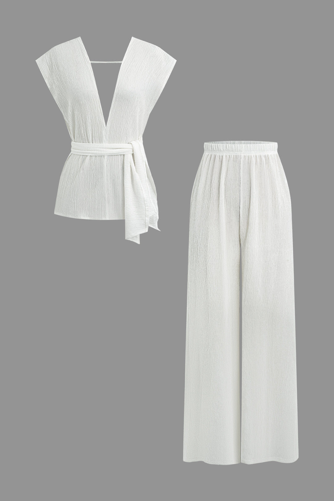 Flow Belted Blouse &amp; Palazzo Trouser Set