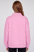 Women's Fall Fleece Mock Neck Sweatshirt with Side Neck Slit
