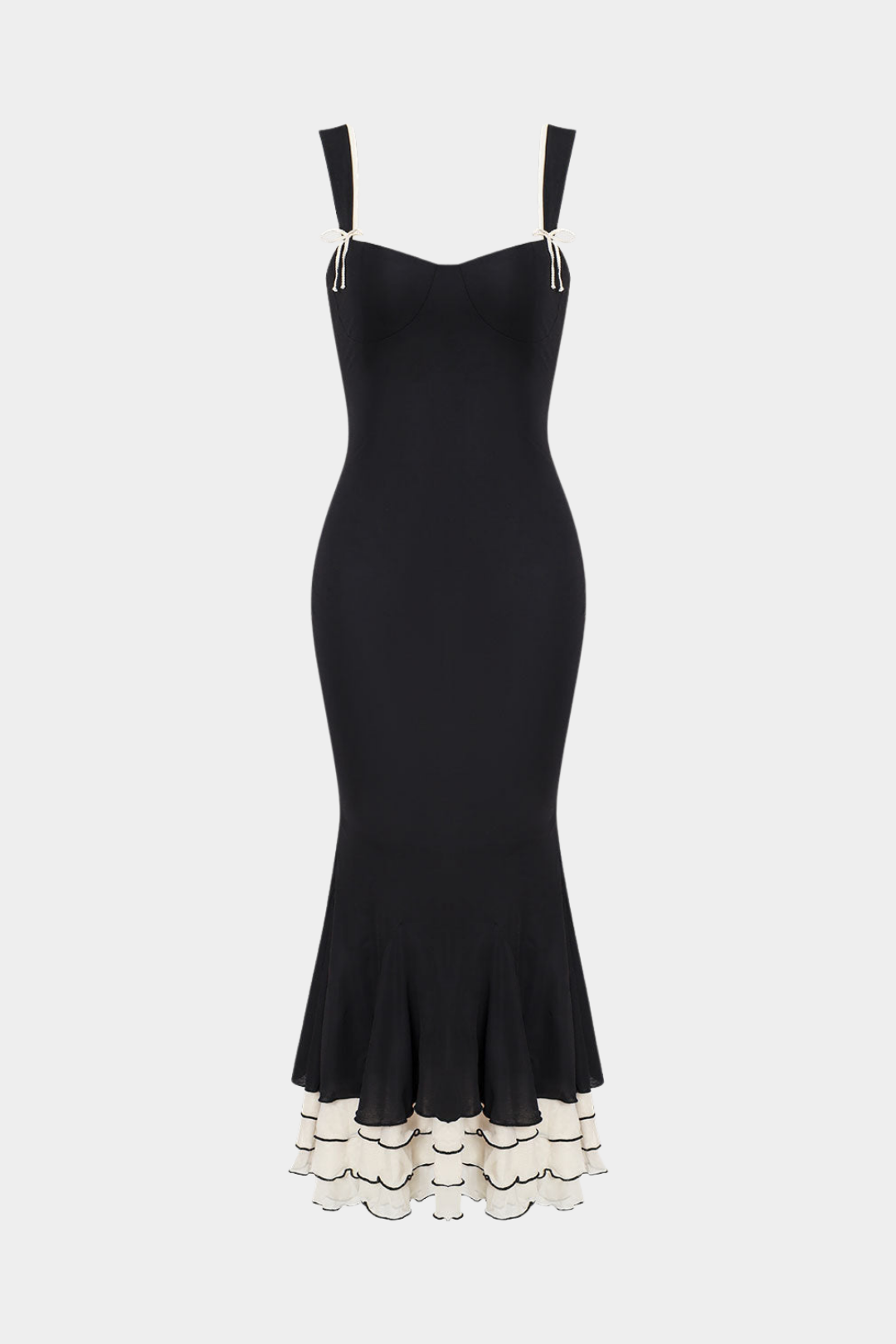 Fırfırlı Etekli Midi Elbise