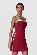 Women's Colorblock Slim Strappy Anti-Exposure Dress