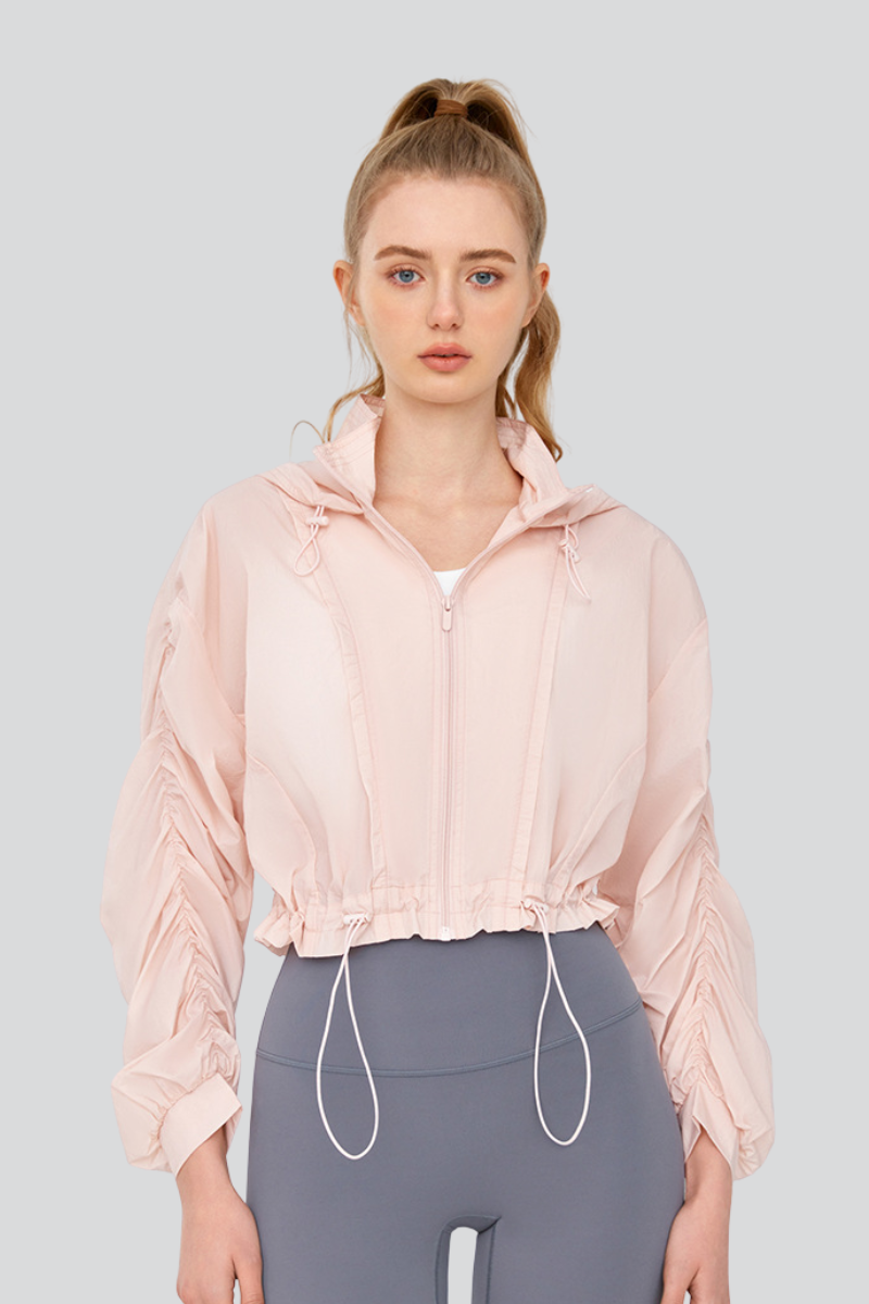 Women's Summer Light Sunscreen Cropped Drawstring Jacket