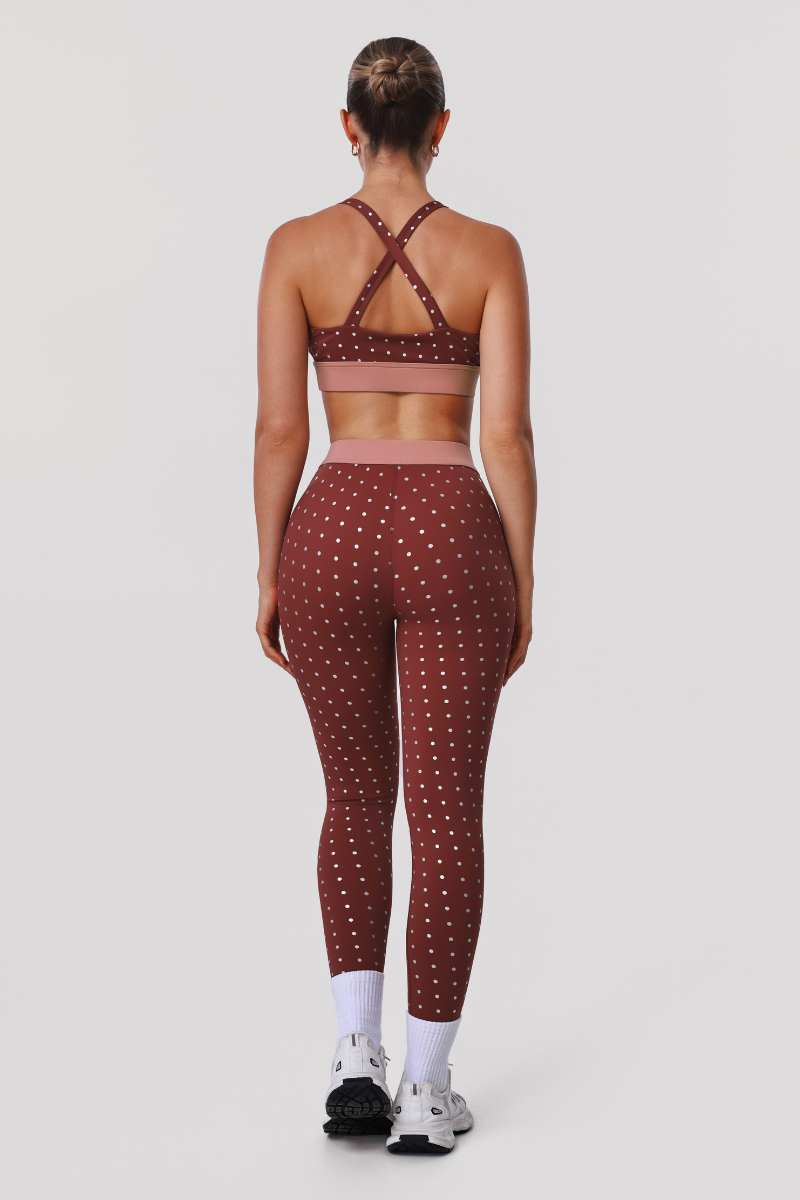 Women's Athletic Polka Dot Sets:V-neck  Bra And Leggings