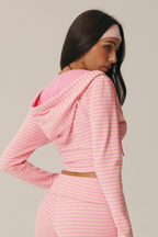 Riviera Striped Hooded Crop Jacket