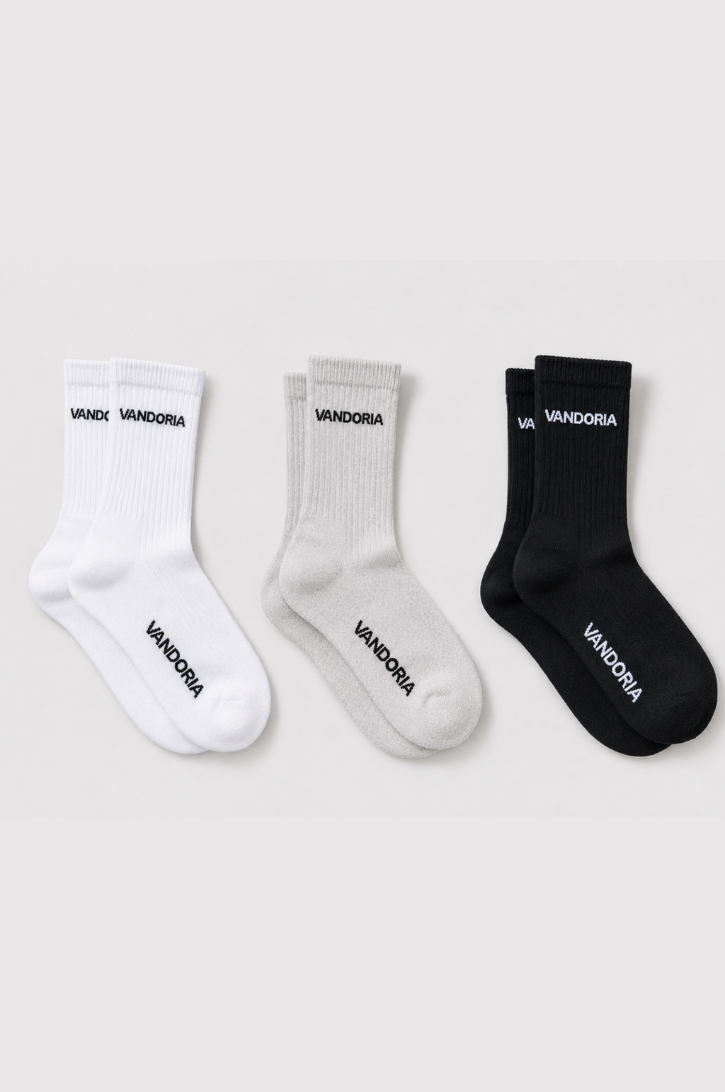 Vandoria Ribbed Crew Socks 3 Pieces