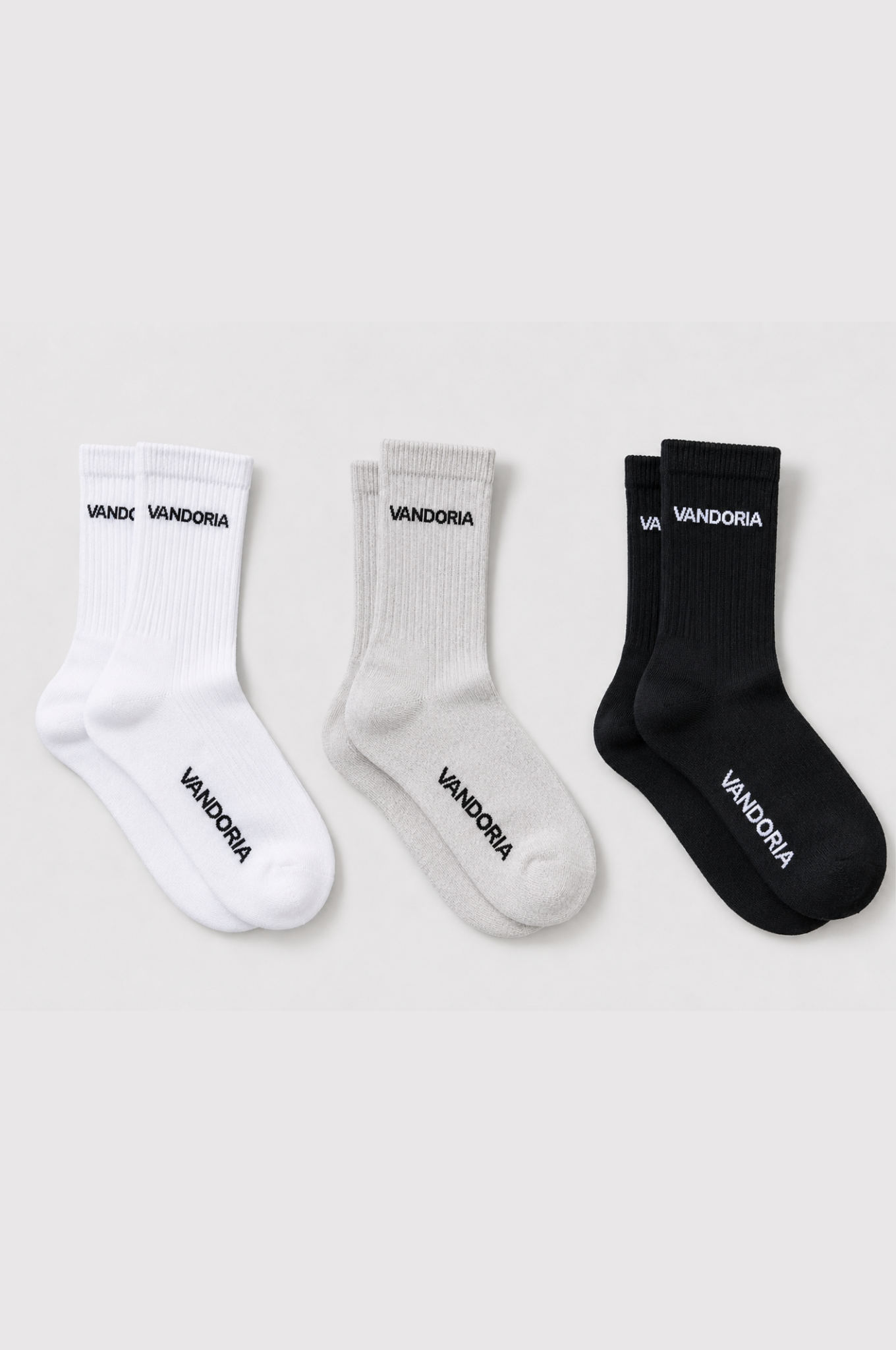 Vandoria Ribbed Crew Socks 3 Pieces