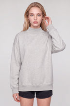 Women's Fall Fleece Relaxed Mock Neck Sweatshirt