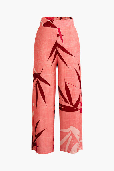 Tropical Bloom Lace-Up Bustier &amp; Palazzo Pants Set