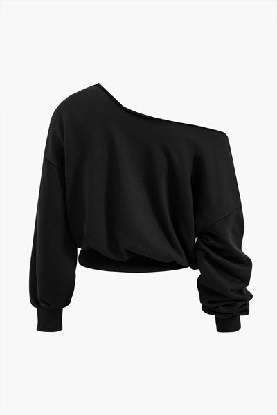 Ease One Shoulder Crop Sweat &amp; Palazzo Tracksuit Set