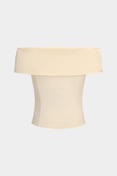 Ivory Luxe Off-Shoulder Blouse &amp; Pleated Maxi Skirt Set