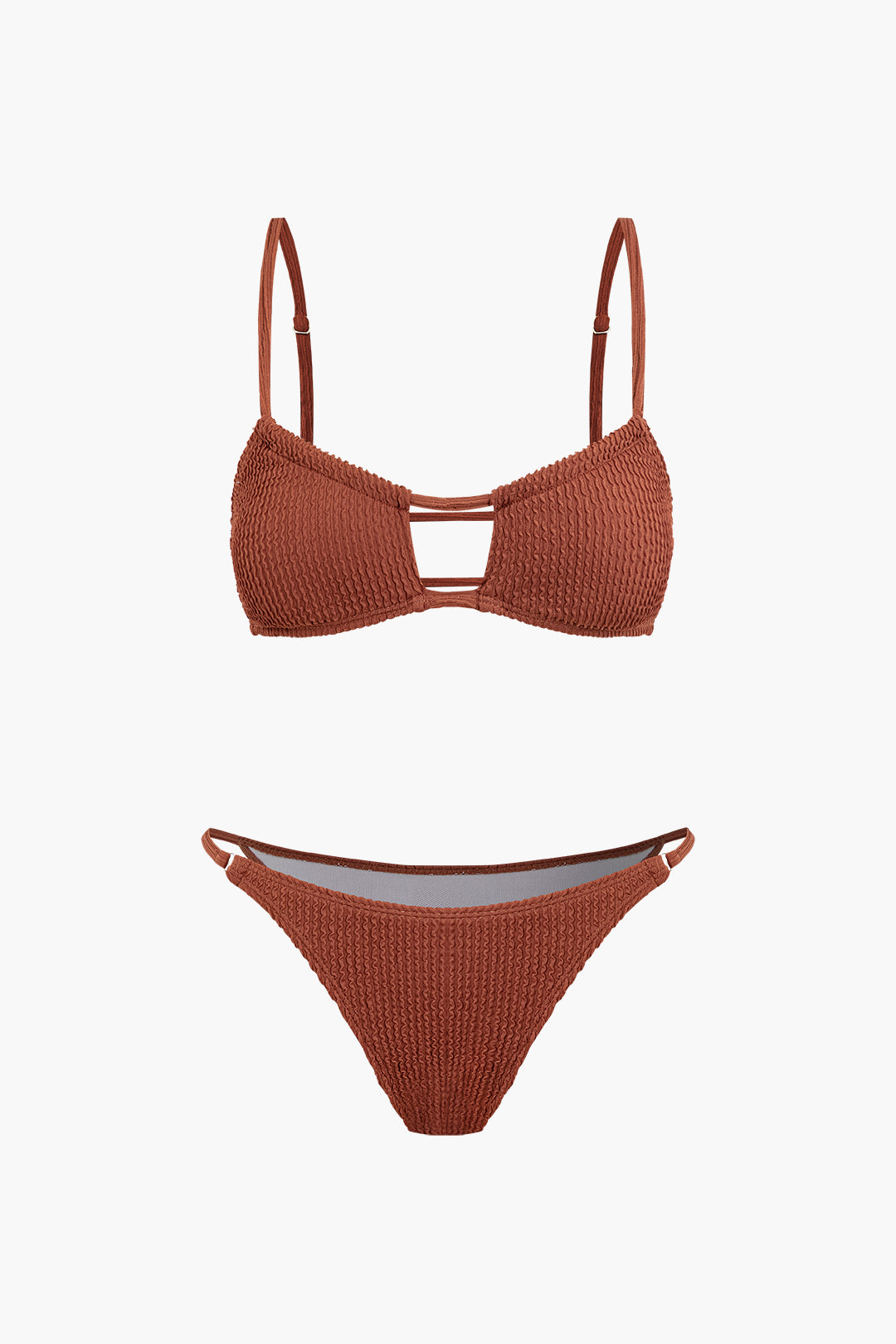 Textured Cut Out Bikini Set