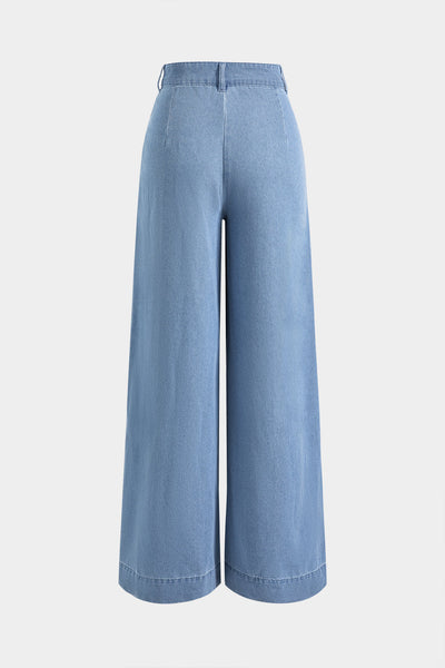 Denim High Waist Straight Leg Kot pantolon