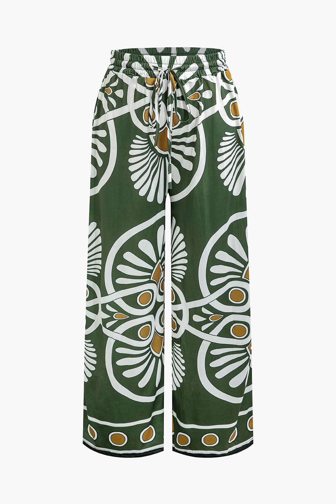 Abstract Print Wide Leg Pantolon