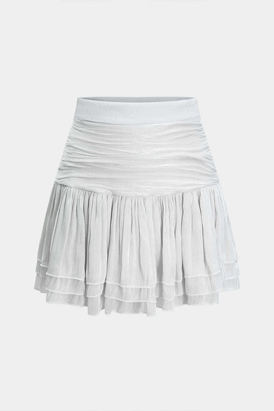 Elegance Ruffle Blouse &amp; Mini Skirt Set