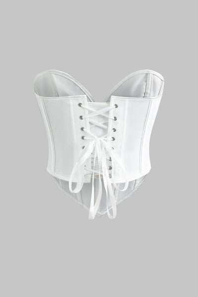 V-Hem Tie Back Corset Corset Crop