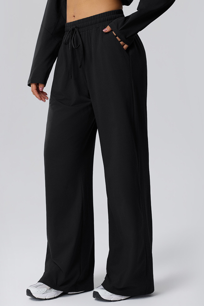 Lena Waffle Drawstring Straight Leg Pants
