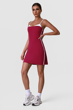 Women's Colorblock Slim Strappy Anti-Exposure Dress