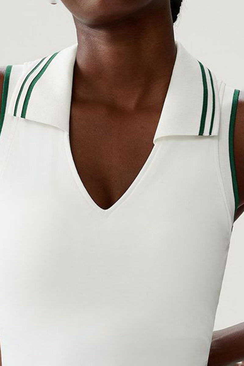 Women Stretch Yoga Tennis Set: Sleeveless Sports Top + High Waist Skirt