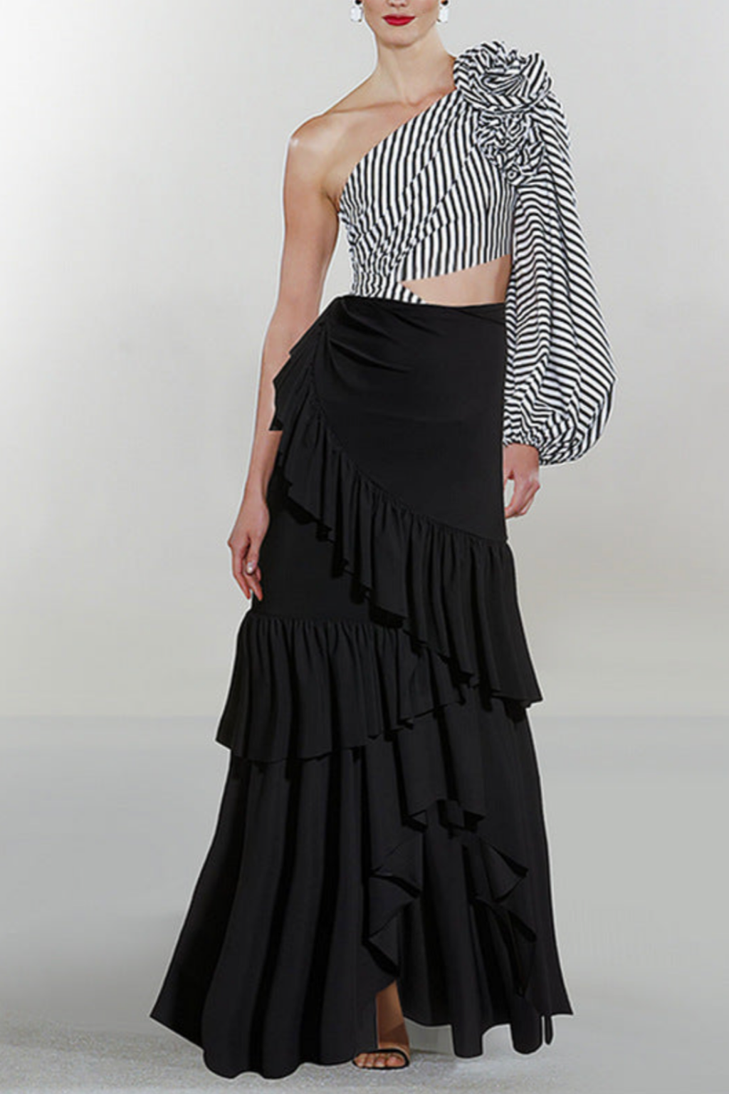 Elegant Striped Swimsuit & Sarong