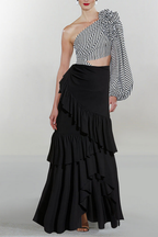 Elegant Striped Swimsuit & Sarong