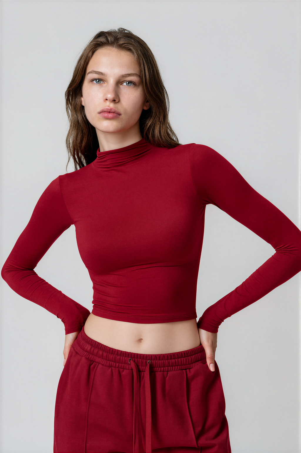 Rose Turtleneck Top – Burgundy