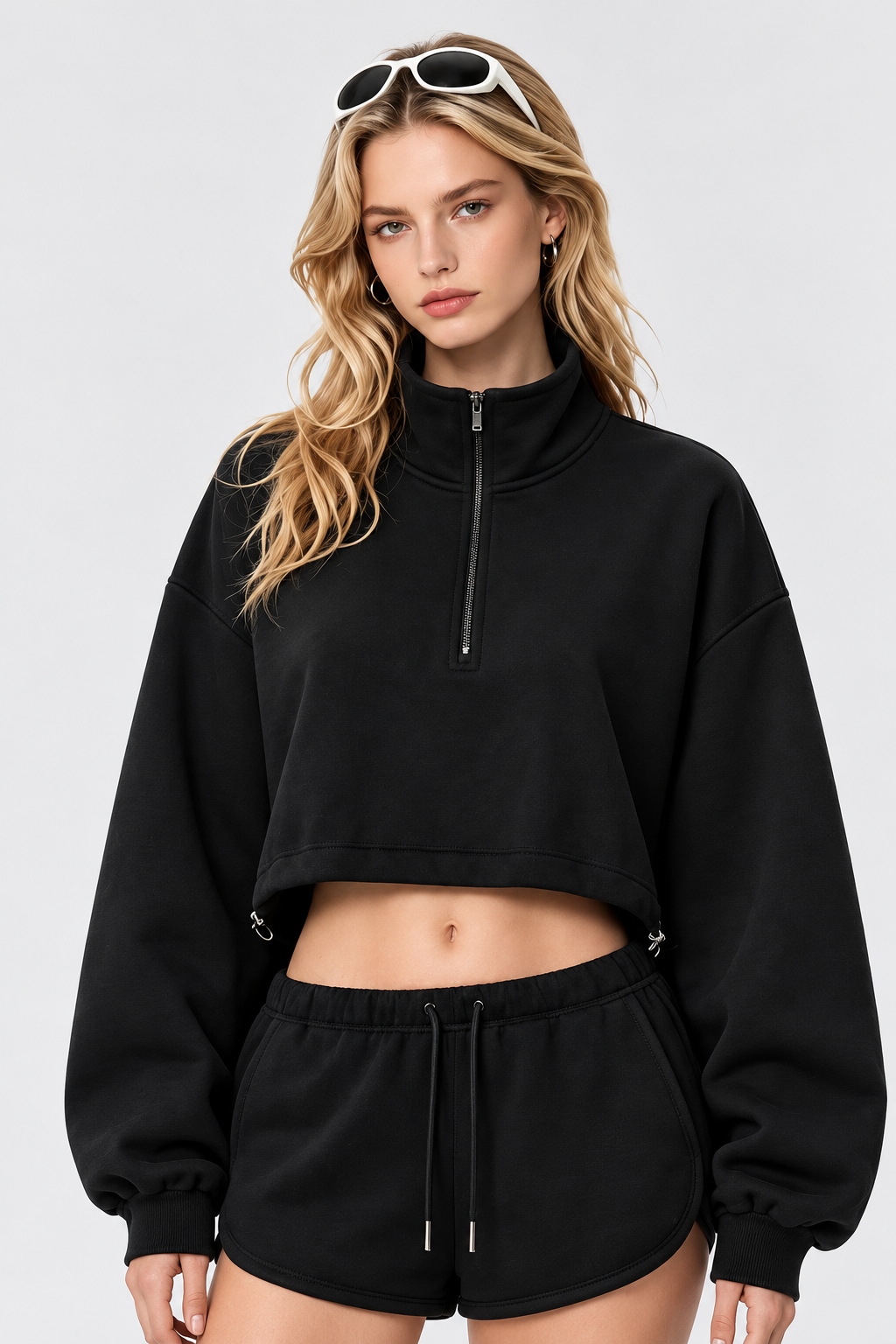 Sudadera corta Maren con media cremallera
