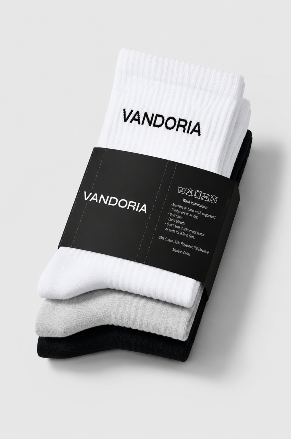 Vandoria Ribbed Crew Socks 3 Pieces