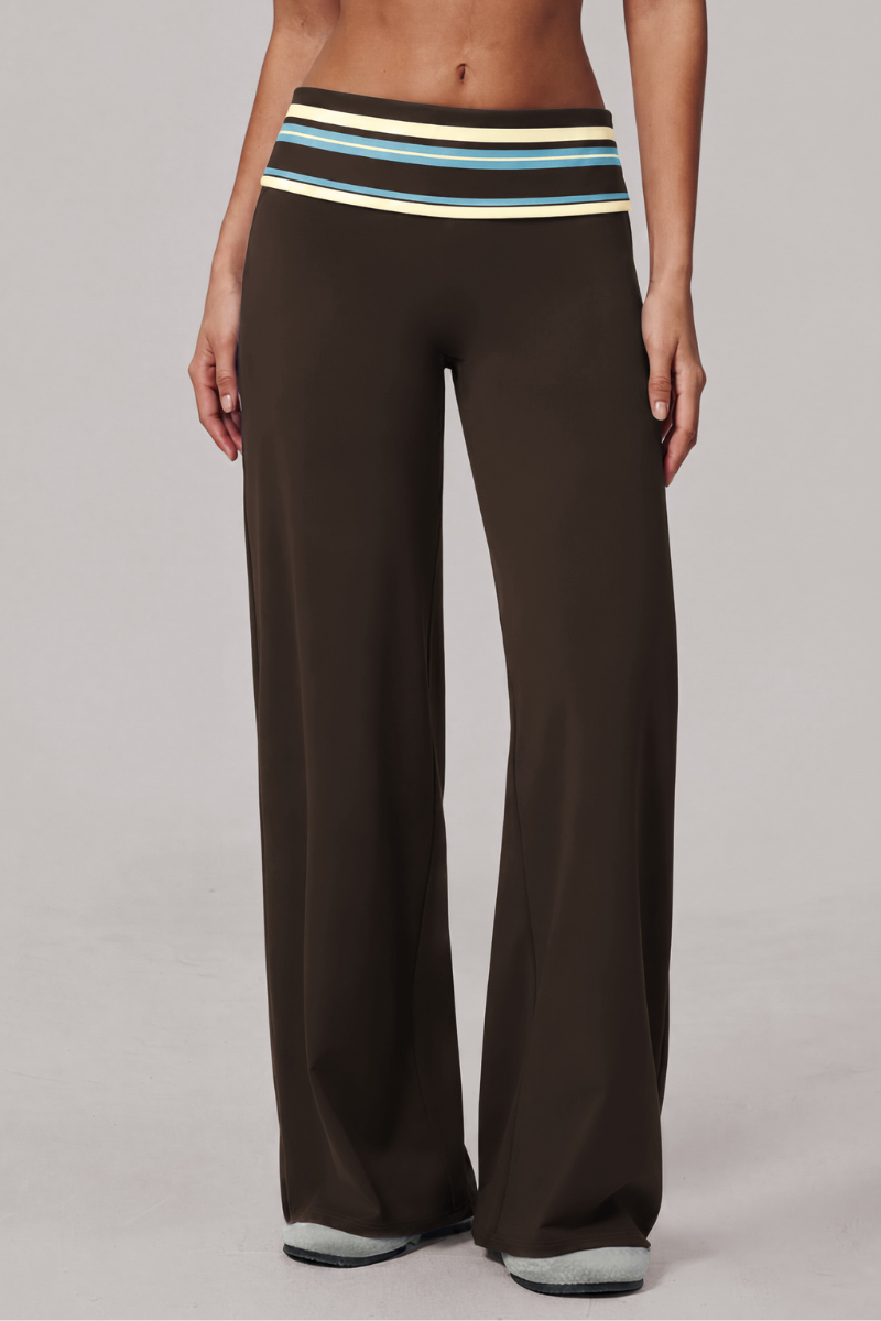 Petra Colour-Block Fold-Over Wide Leg Pants