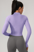 Women’s Stand-Collar Panelled Slim-Fit Athletic Jacket