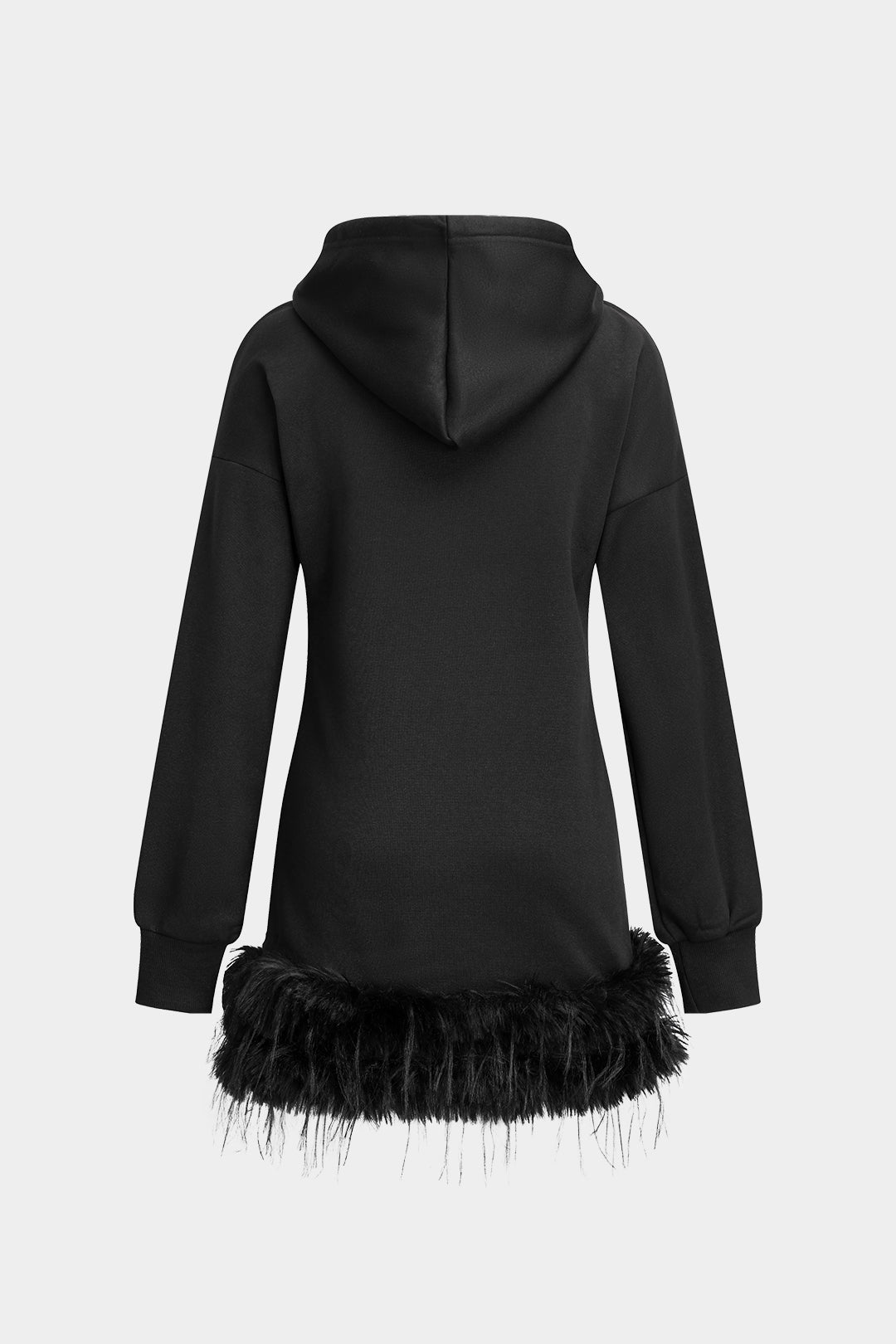 Suni Kürk Detaylı Kapüşonlu Elbise 
