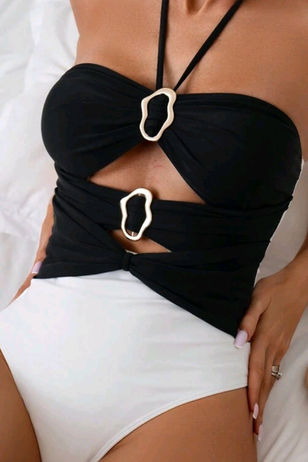 Noir Contrast Sculpt Swimsuit