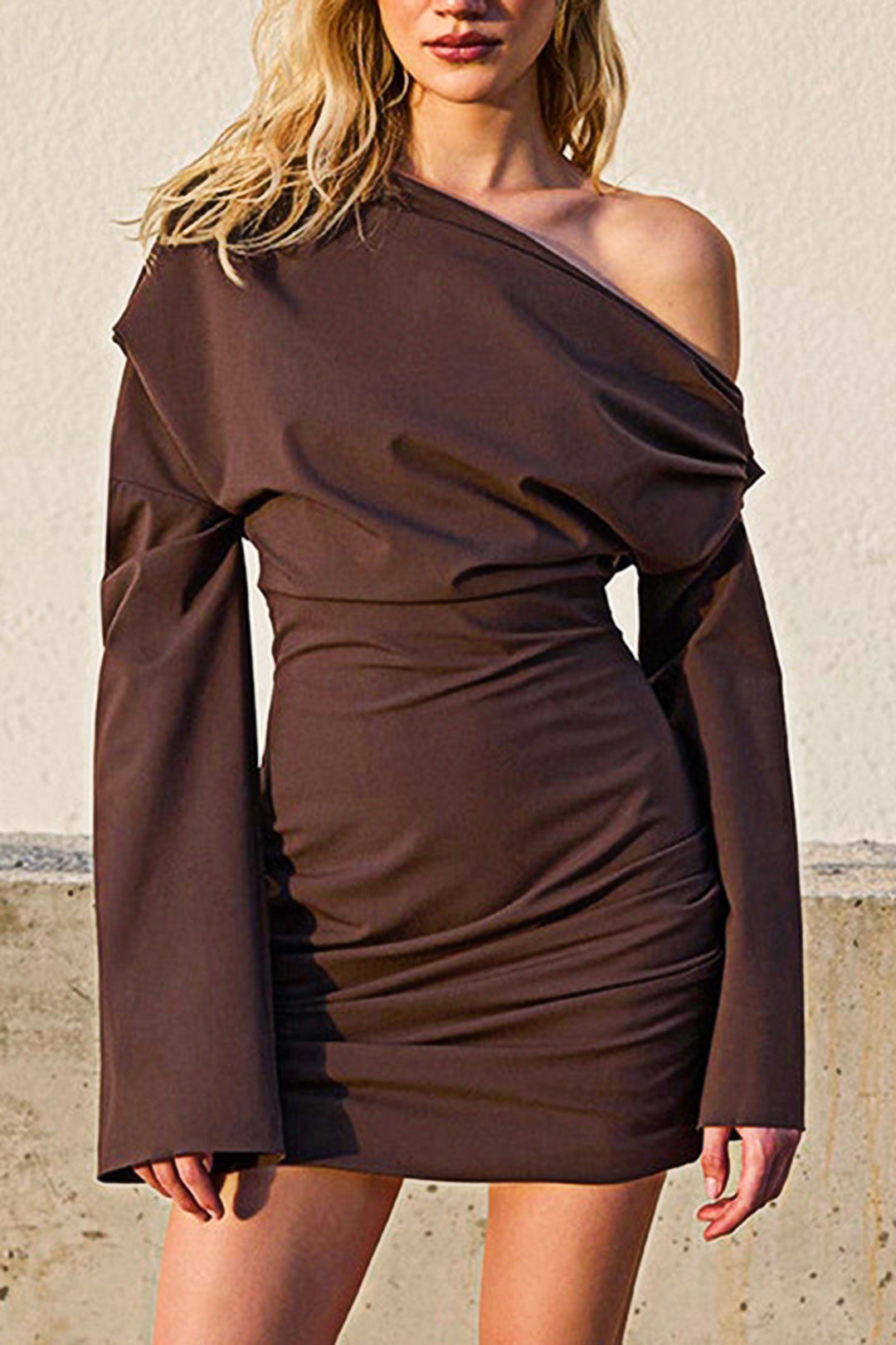 Tek Omuzlu Mini Elbise 