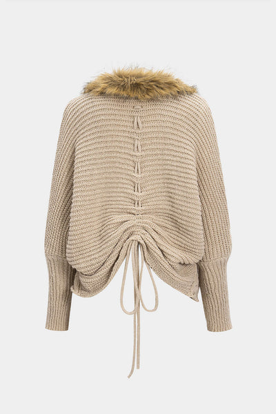 Cable Knit Drawstring Cardigan