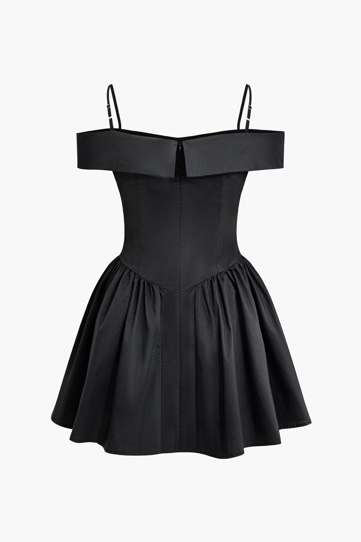 Shoulder Pleated Mini Dress