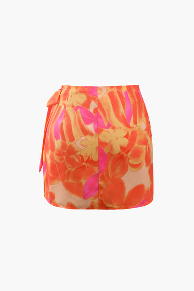 Floral Wrap Mini Skirt