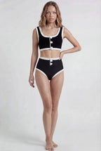 Two-Tone Bikini with Buttons
