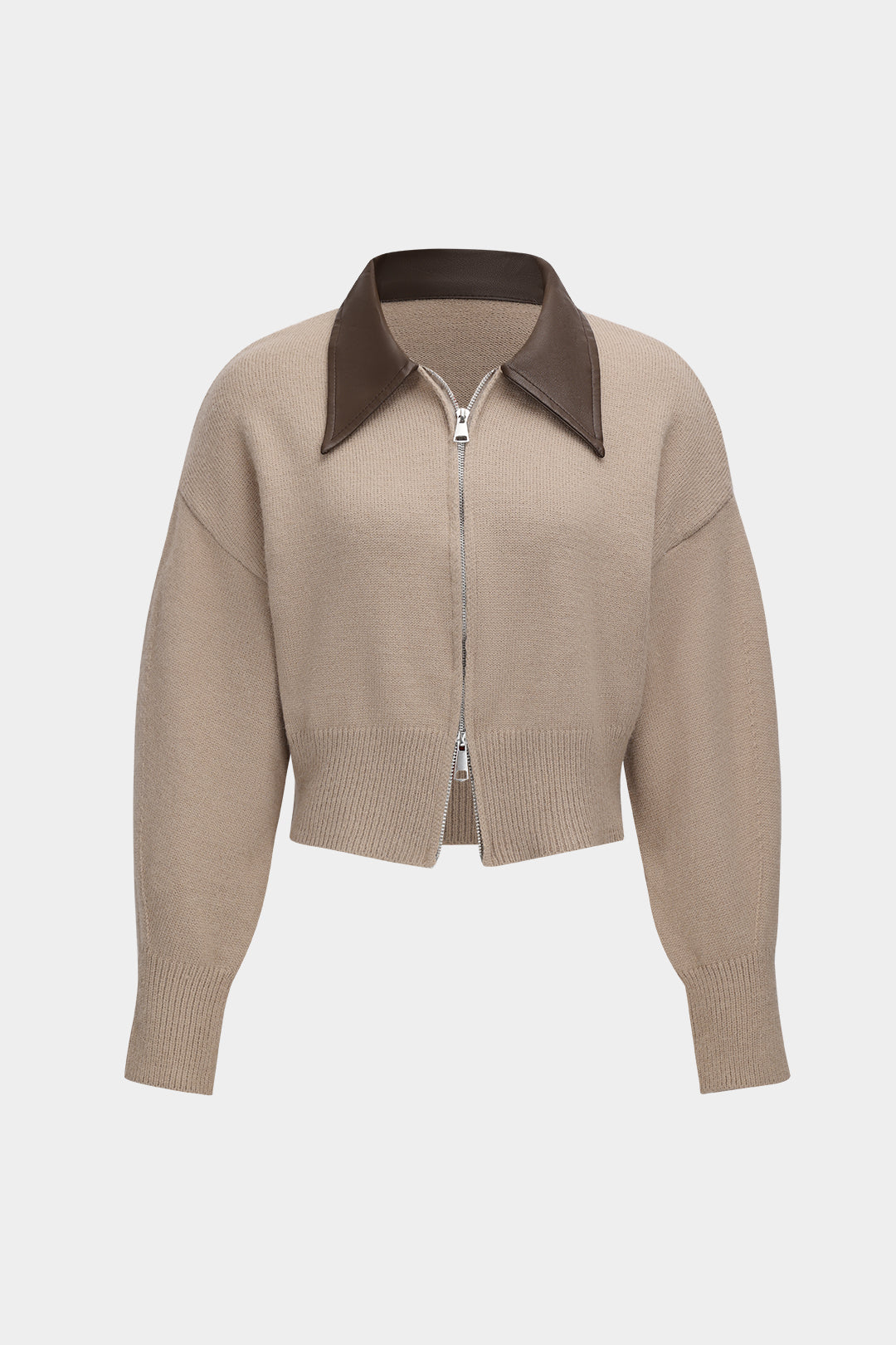 Fermuarlı Yaka Örme Ceket 