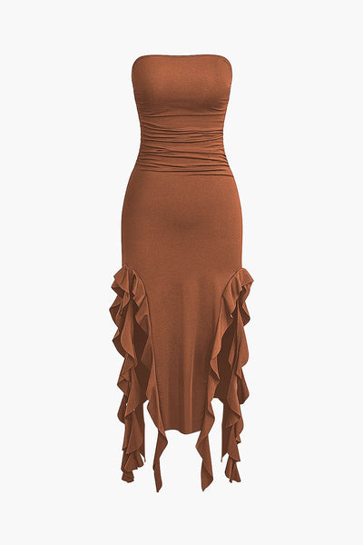 Solid Ruffle Hem Dress