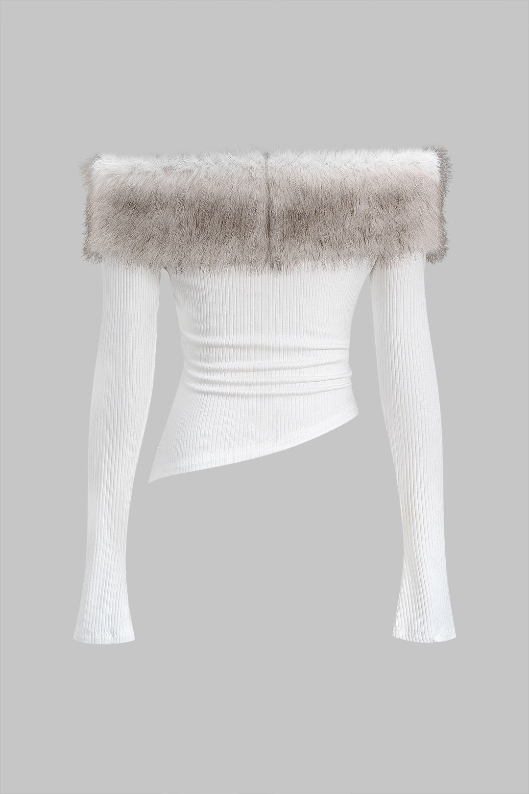 Kürk Detaylı Omuzları Açık Örme Bluz