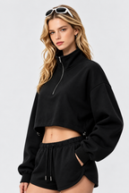 Sudadera corta Maren con media cremallera
