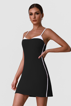 Women's Colorblock Slim Strappy Anti-Exposure Dress