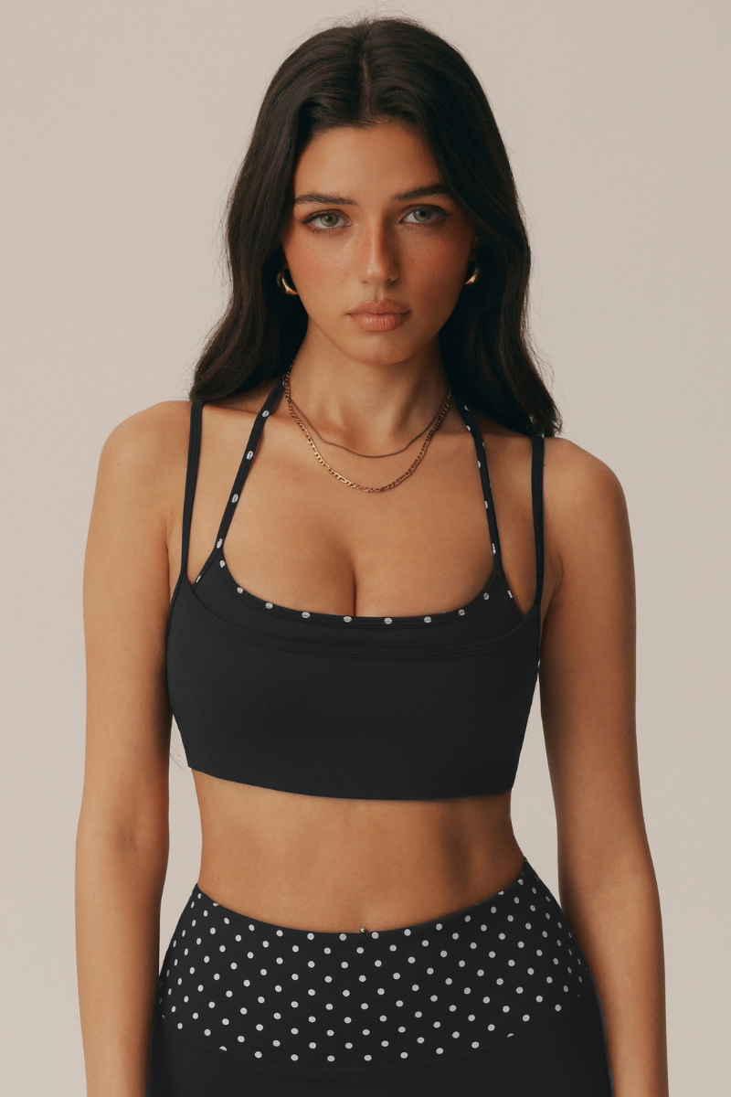 Mimi Polka Dot Layered Halter Bra