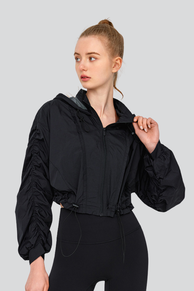 Women's Summer Light Sunscreen Cropped Drawstring Jacket
