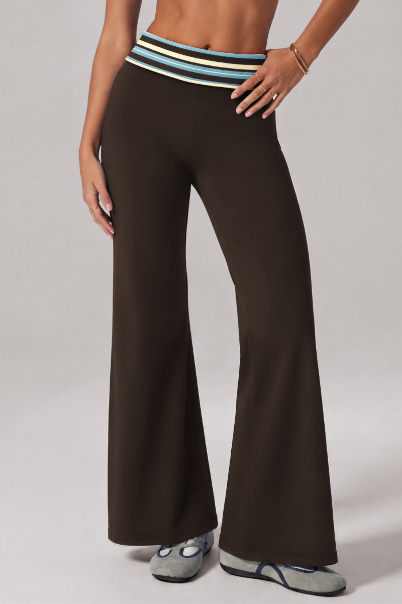 Petra Colour-Block Fold-Over Wide Leg Pants