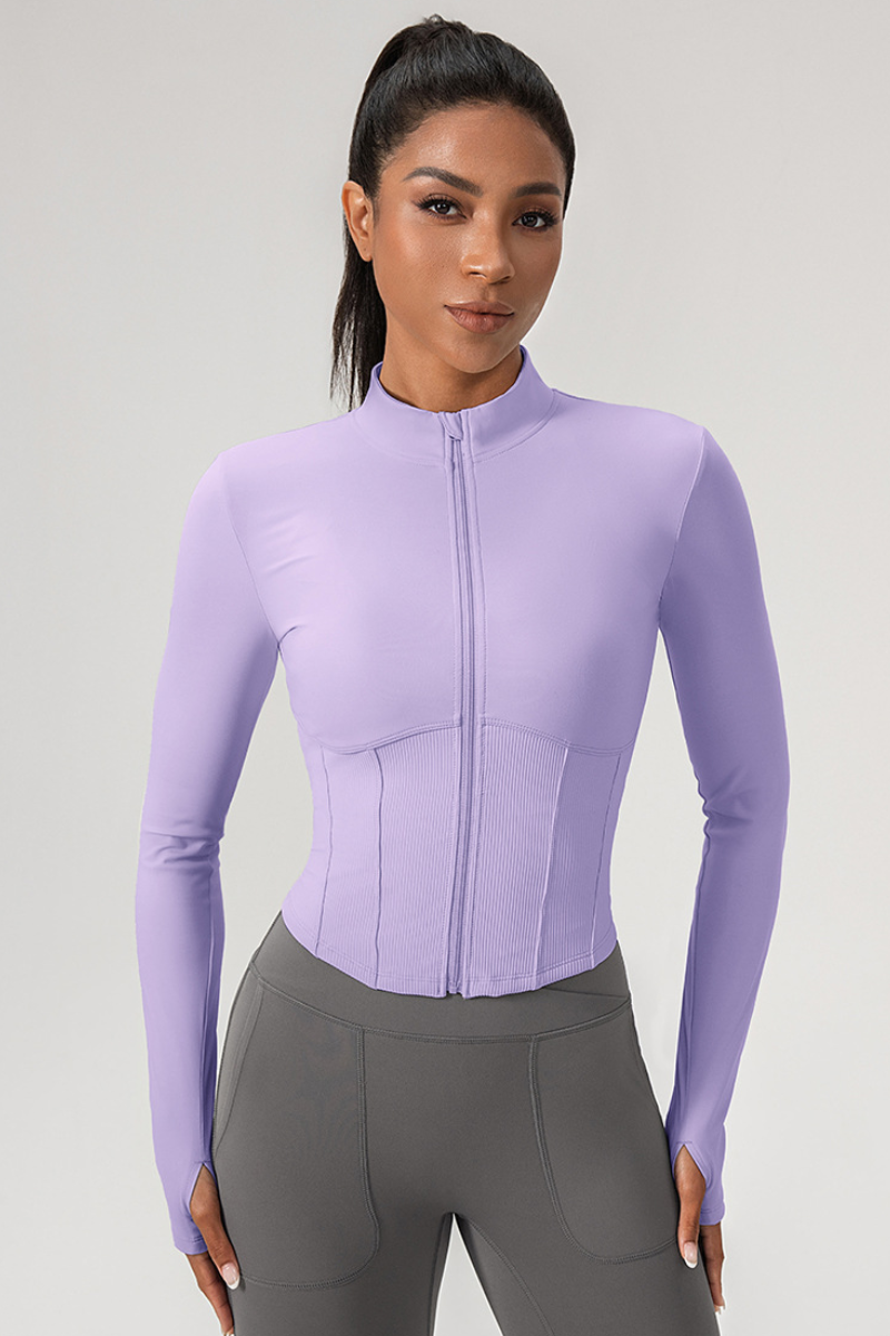 Women’s Stand-Collar Panelled Slim-Fit Athletic Jacket