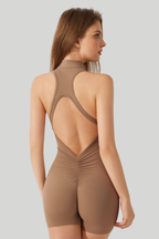 Tuta corta Marlowe con mezza zip e arricciatura