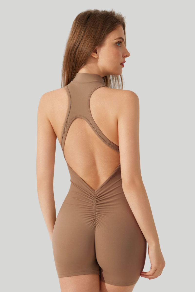 Tuta corta Marlowe con mezza zip e arricciatura