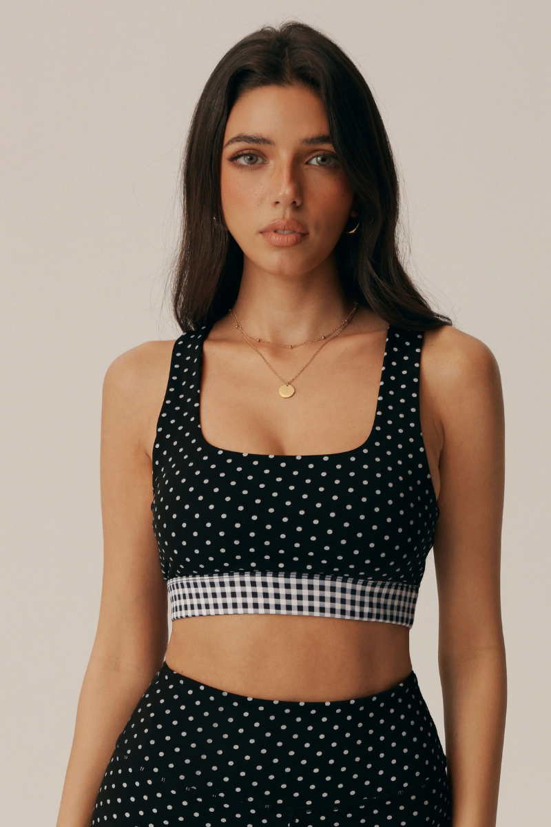 Lottie Polka Dot Square-Neck Sports Bra