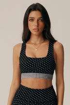 Lottie Polka Dot Square-Neck Sports Bra